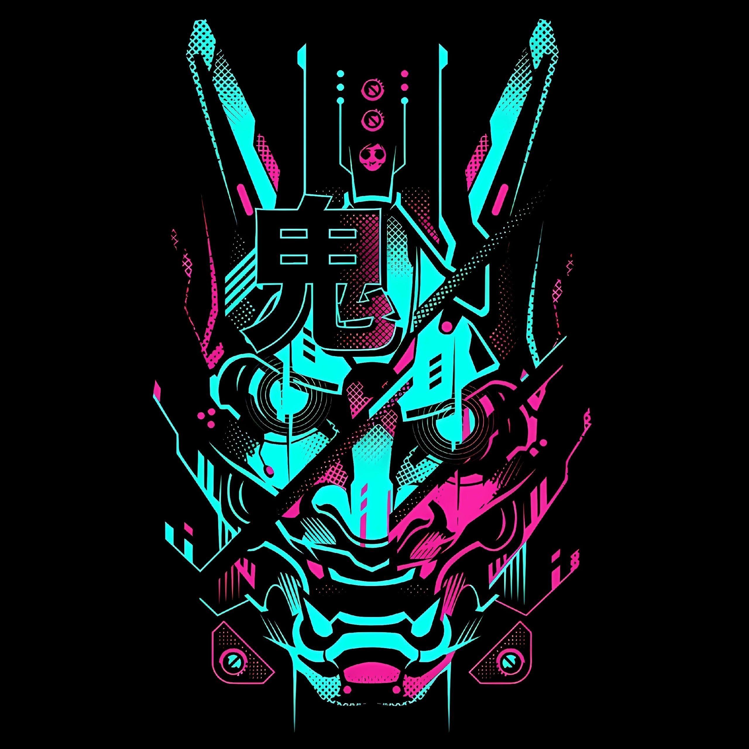 Neon cyberpunk samurai фото 16